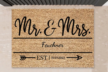 Mr&Mrs Personalisierte Fußmatte zur Hochzeit - Für Ehepaare, Braut & Bräutigam - 03